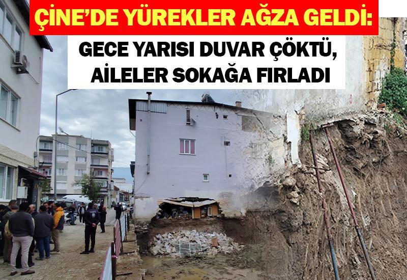 Çine’de yürekler ağza geldi: Gece yarısı duvar çöktü, aileler sokağa fırladı