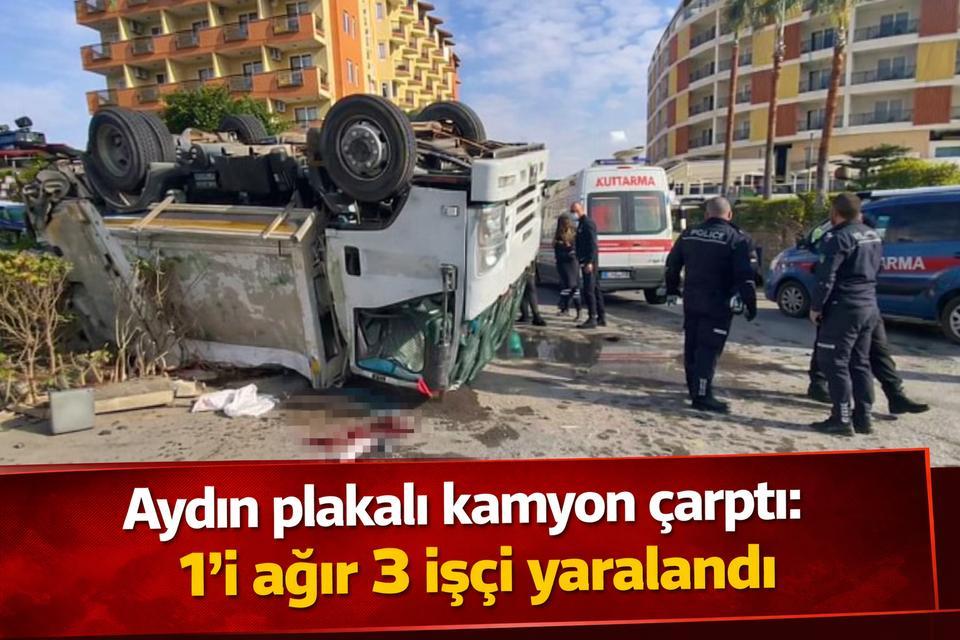 Aydın plakalı kamyon çarptı: 1’i ağır 3 işçi yaralandı