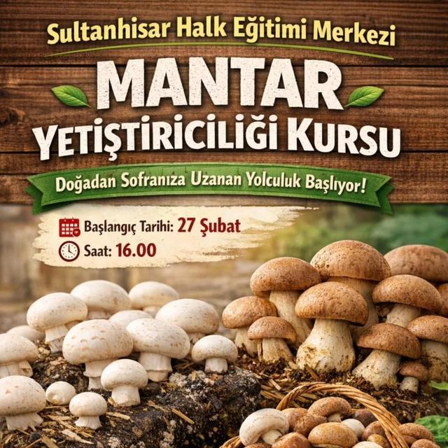 Sultanhisar’da mantar yetiştiriciliği kursu açılıyor