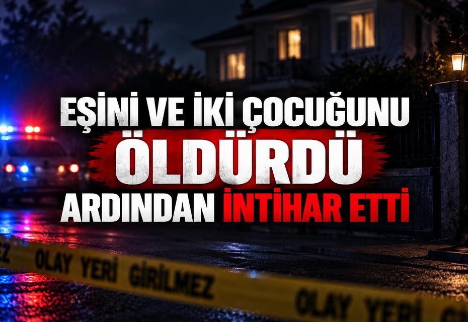 Eşini ve iki çocuğunu öldürdü ardından intihar etti