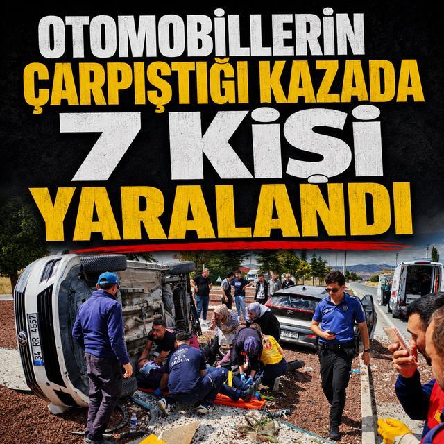 Otomobillerin çarpıştığı kazada 7 kişi yaralandı
