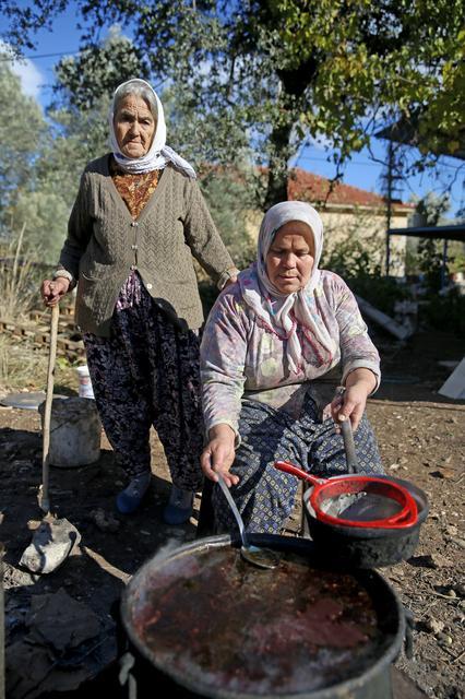 Dağlardan toplanan defne meyveleri geleneksel yöntemle yağa dönüştürülüyor