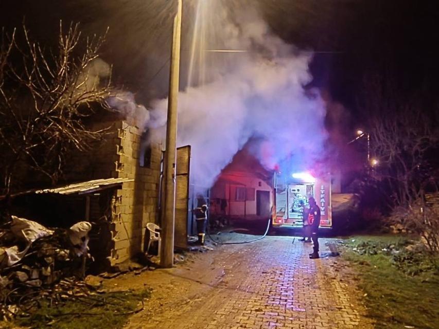 Samanlıkta çıkan yangında 5 koyun telef oldu