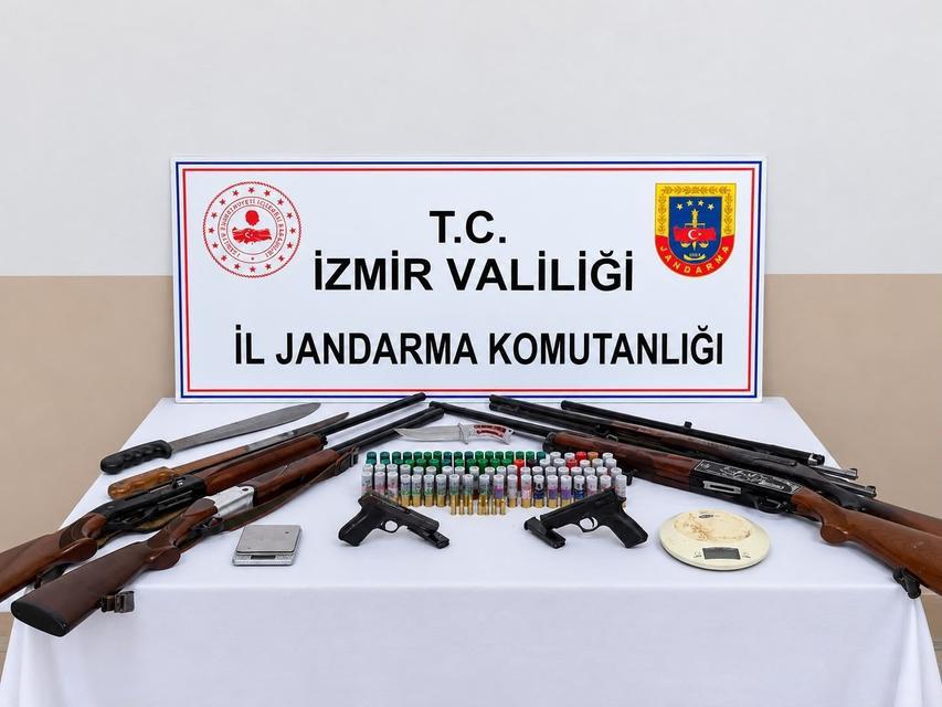 Ödemiş'te jandarmadan uyuşturucu ve silah operasyonu: 3 tutuklama
