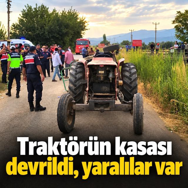 Traktörün kasası devrildi, yaralılar var