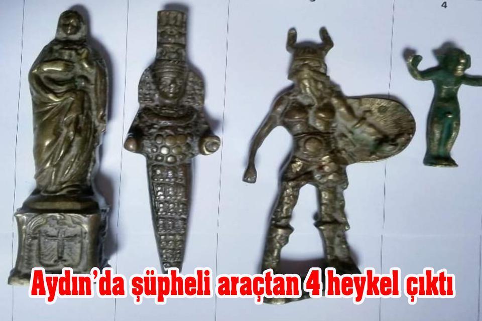 Aydın’da şüpheli araçtan 4 heykel çıktı