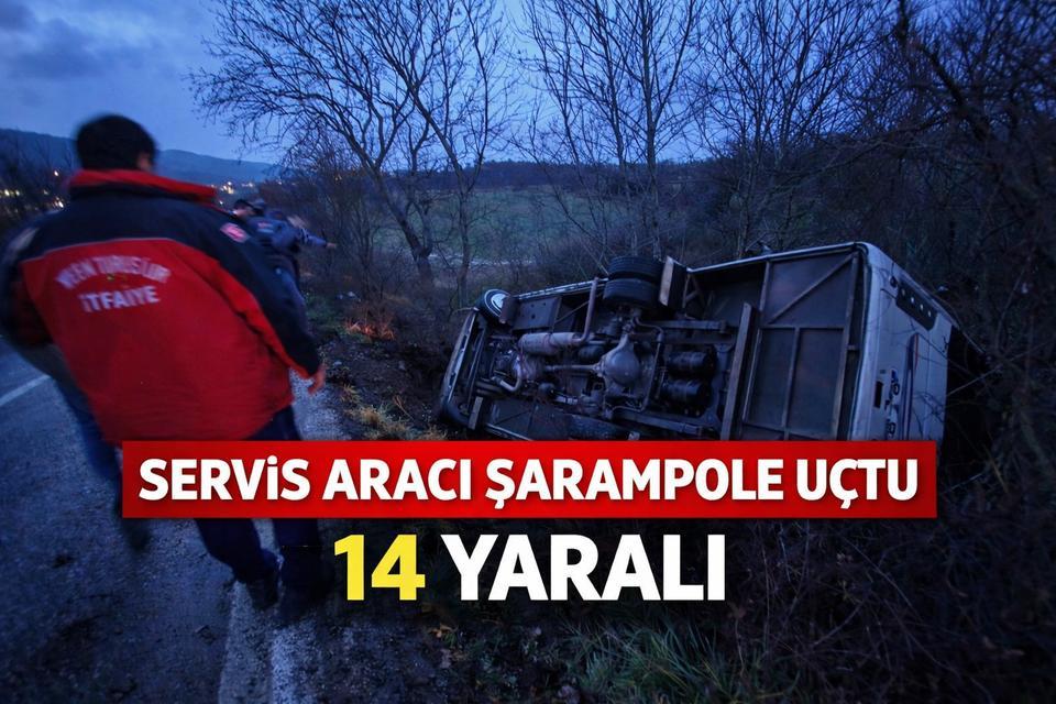 Servis aracı şarampole uçtu: 14 yaralı