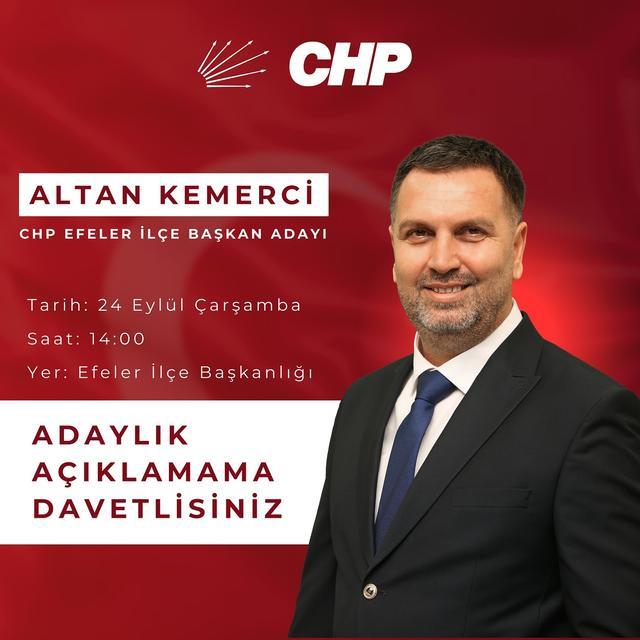 CHP Efeler İlçe Başkanlığı’nda Kemerci, adaylığını açıklayacak