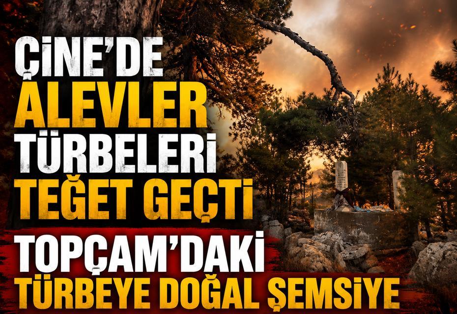 Çine'de alevler türbeleri teğet geçti