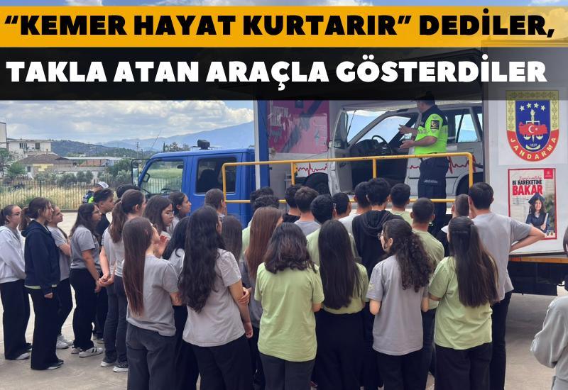 Çine'de “Bir kemer hayat kurtarır” dediler, takla atan araçla gösterdiler
