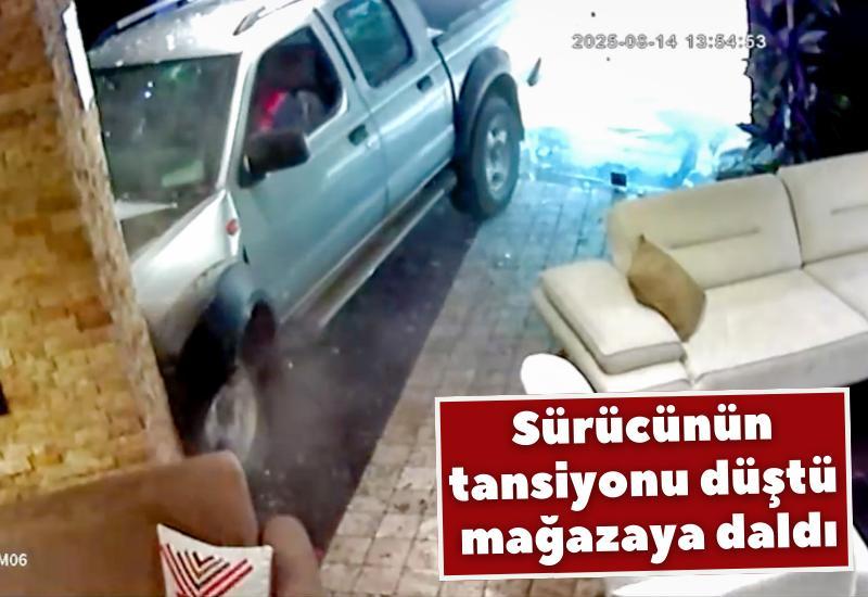 Sürücünün tansiyonu düştü mağazaya daldı