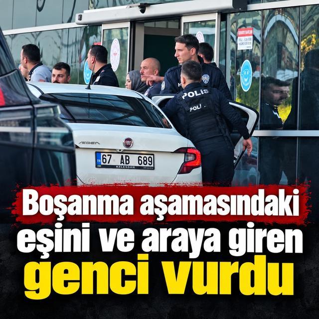 Eşini ve araya giren genci vurdu