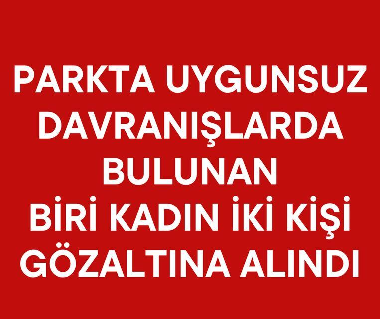 Parkta uygunsuz davranışlarda bulunan biri kadın iki kişi gözaltına alındı