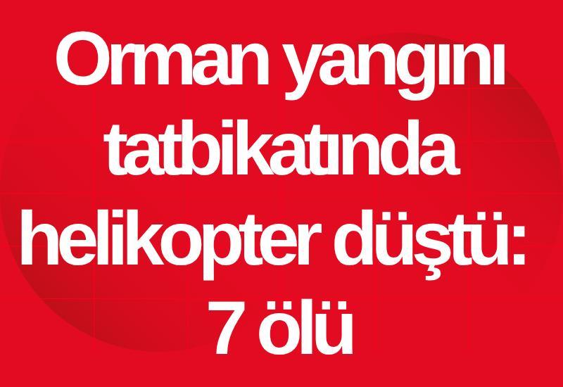 Orman yangını tatbikatında helikopter düştü: 7 ölü