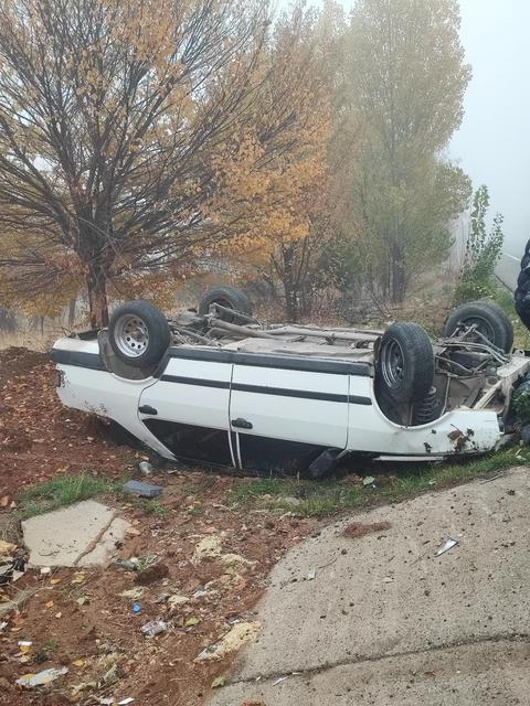 Takla atan otomobilin sürücüsü yaralandı