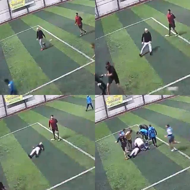 Halı sahada ölüm anı kaydedildi