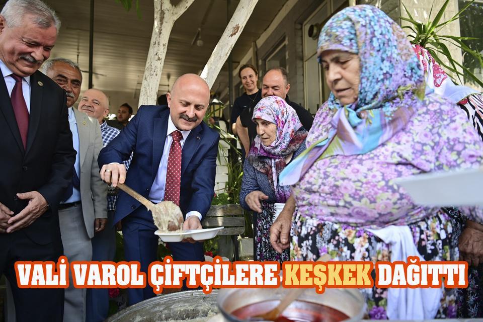 Vali Varol çiftçilere keşkek dağıttı