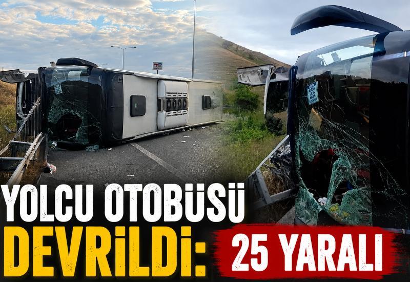 Yolcu otobüsü devrildi: 25 yaralı