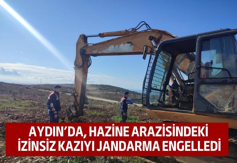 Aydın'da, Hazine arazisindeki kazıyı Jandarma engelledi