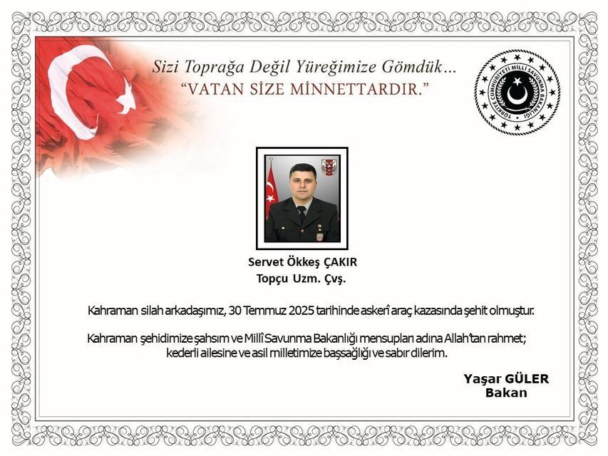MSB duyurdu: 1 askerimiz şehit oldu