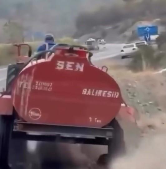 Yangına jant üzerinde gitti