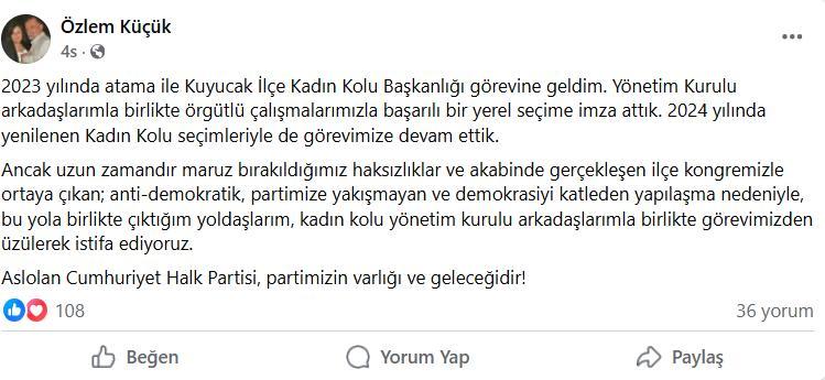 CHP Kuyucak'ta toplu istifa