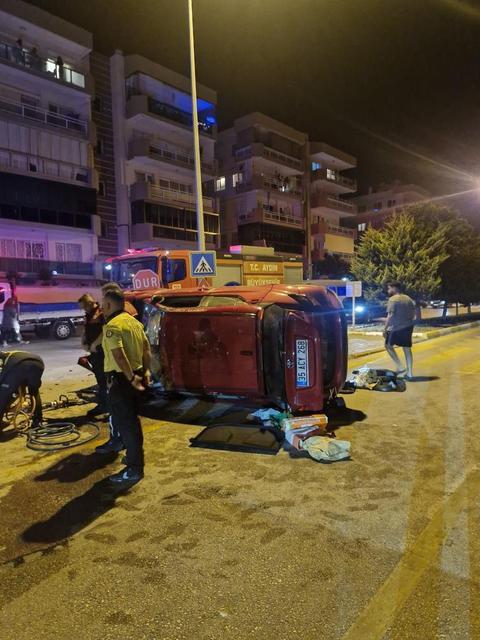 Aydın'da otmobil takla attı