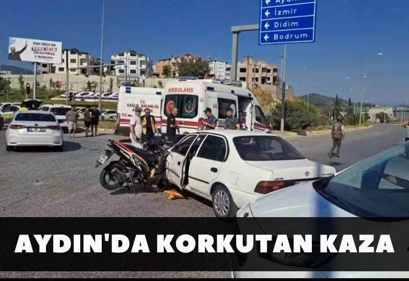 Motosiklet otomobile saplandı: Aydın'da korkutan kaza