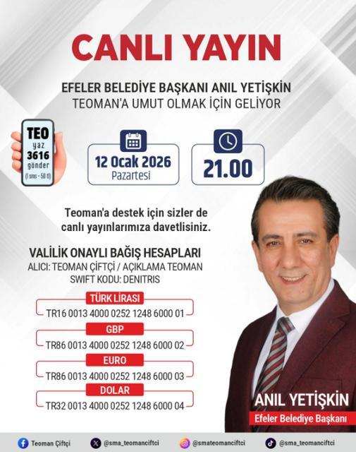 Başkan Yetişkin'den Teoman'a canlı yayın desteği