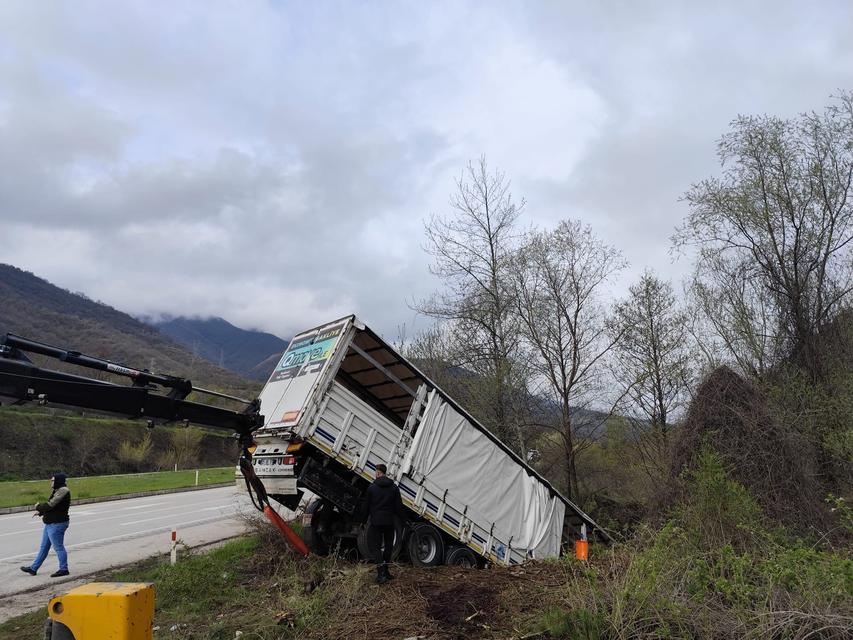 Tır devrildi: 3 kişi yaralandı, 6 hayvan telef oldu
