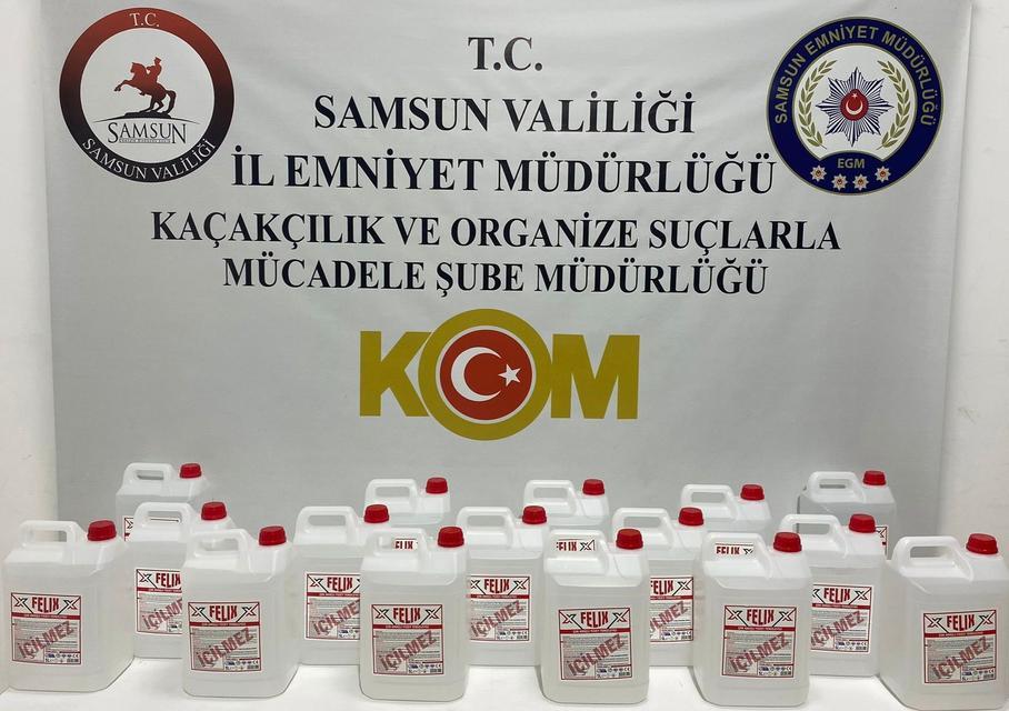 SAMSUN'DA 80 LİTRE KAÇAK ETİL ALKOL ELE GEÇİRİLDİ