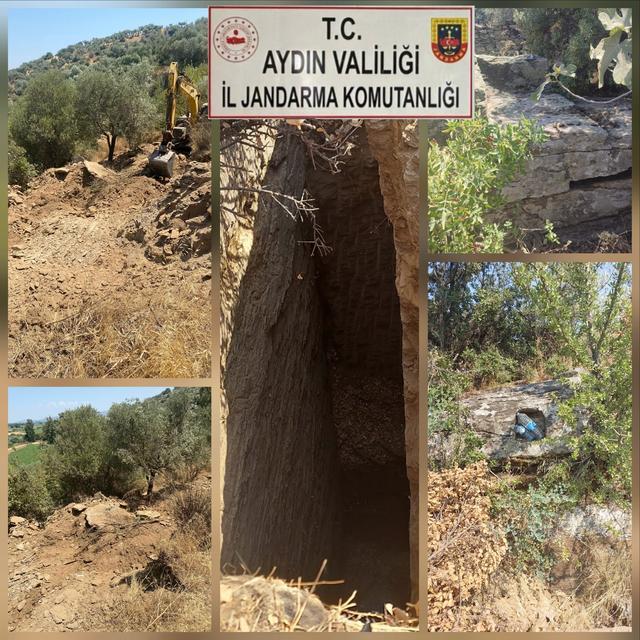 Aydın’da iş makinesi ile tarihi eser ararken suçüstü yakalandılar