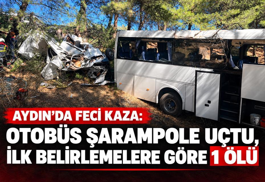 Aydın’da feci kaza: Otobüs şarampole uçtu, 1 ölü