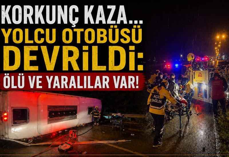 Korkunç kaza... Yolcu otobüsü devrildi: Ölü ve yaralılar var!
