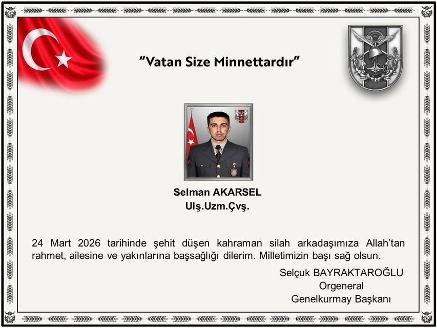 MSB: Ağrı'da 1 asker şehit oldu