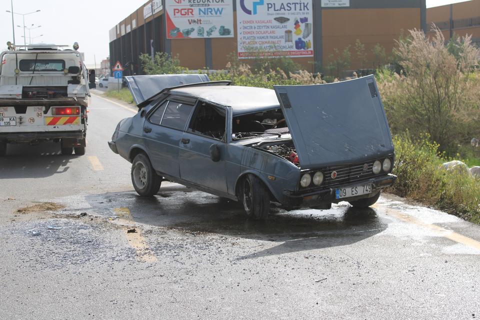 AYDIN'DA KONTROLDEN ÇIKAN TOFAŞ OTOMOBİL TAKLA ATTI