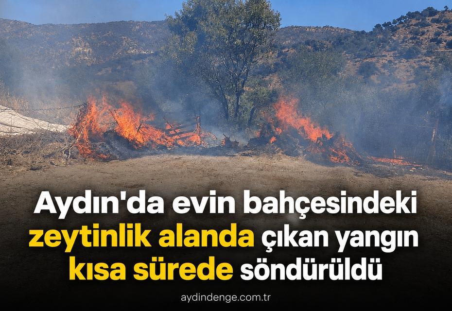 Aydın'da evin bahçesindeki zeytinlik alanda çıkan yangın kısa sürede söndürüldü