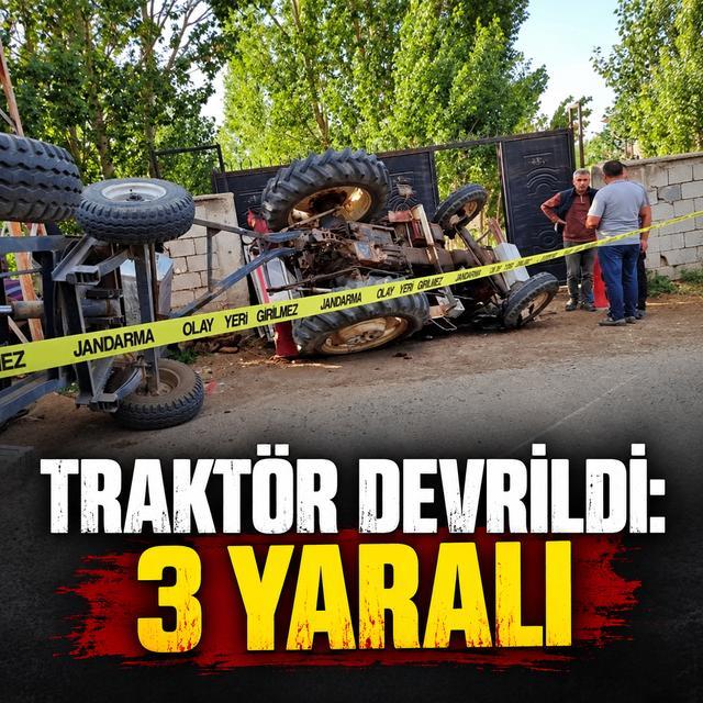 Traktör devrildi: 3 yaralı