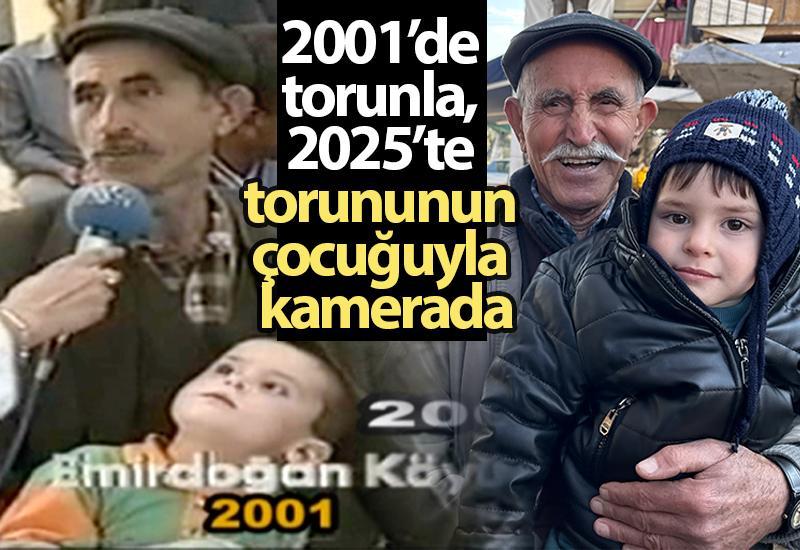 2001’de torunla, 2025’te torununun çocuğuyla kamerada