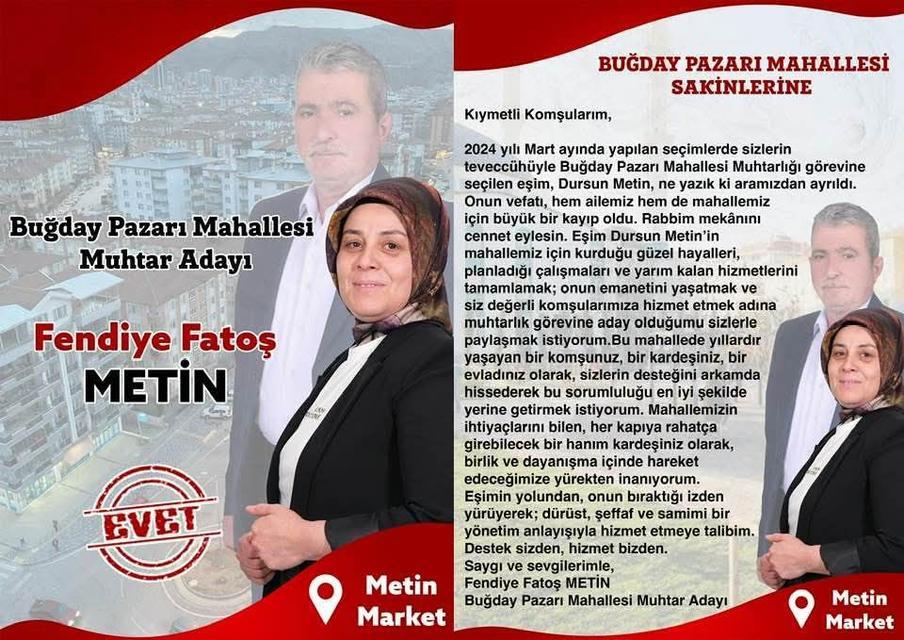 Vefat eden eşinin yerine muhtar seçildi