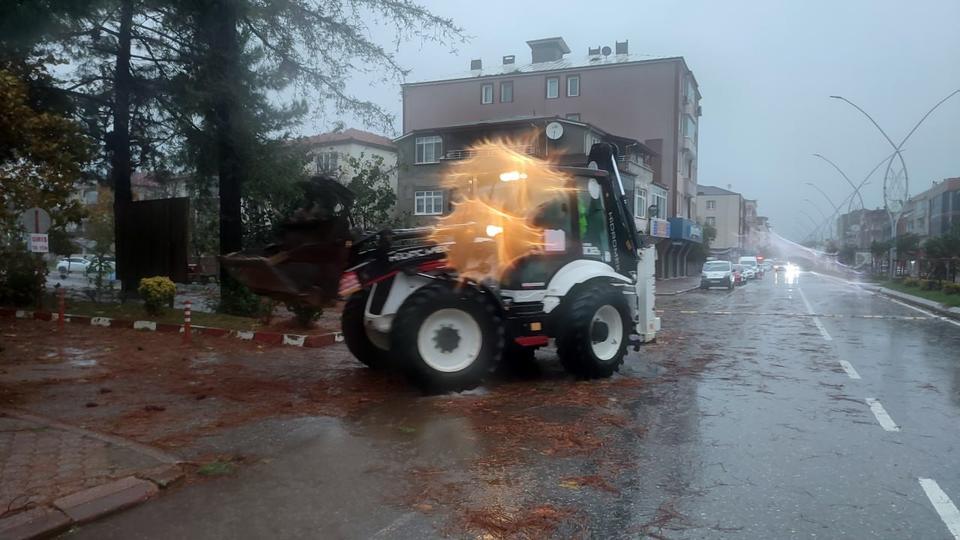 FIRTINADA SÖKÜLEN AĞAÇ OTOMOBİLİN ÜZERİNE DEVRİLDİ ŞİDDETLİ RÜZGAR VE FIRTINA, SAKARYA'DA HAYATI OLUMSUZ ETKİLEDİ
