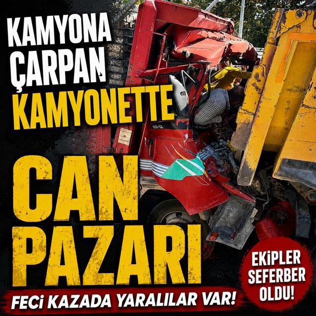 Kamyona çarpan kamyonette can pazarı