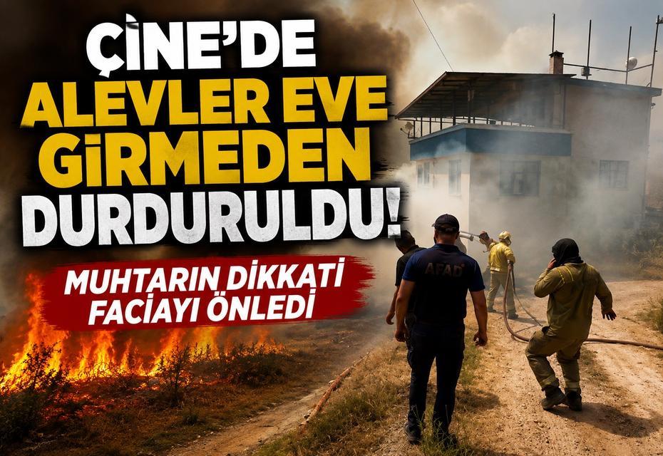 Çine’de alevler eve girmeden durduruldu