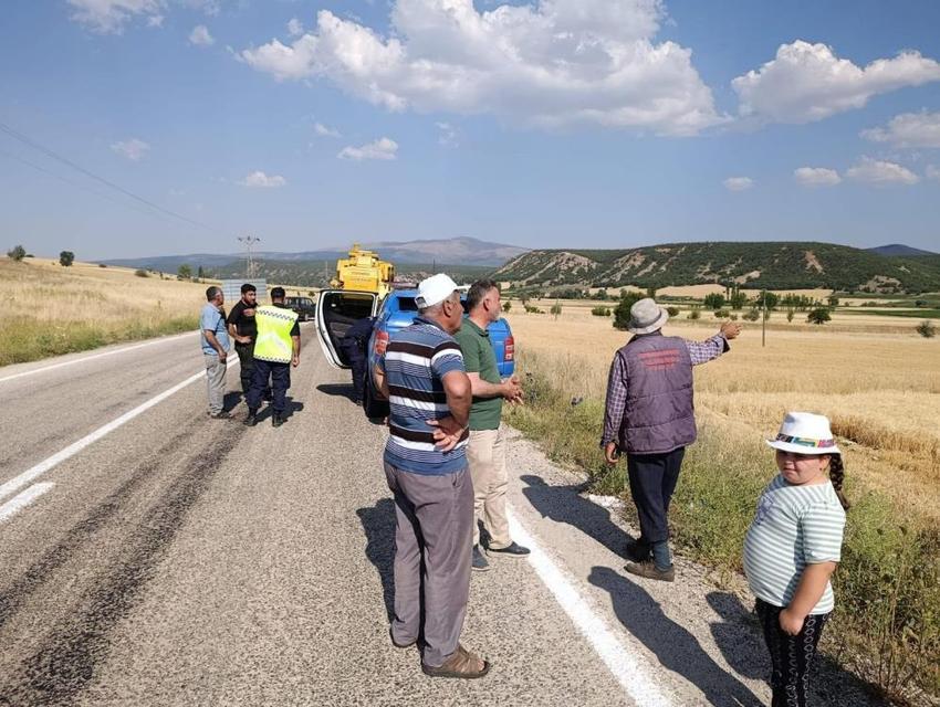 Hasat sırasında biçerdöverde yangın çıktı