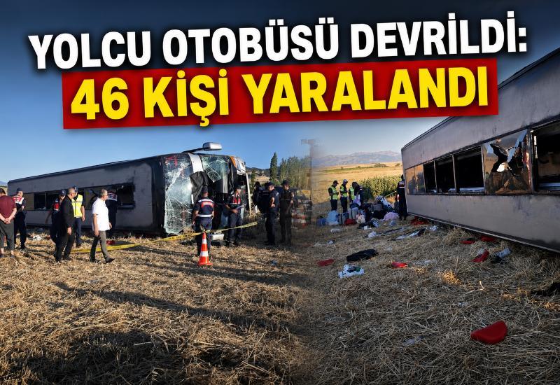 Yolcu otobüsü devrildi: 46 kişi yaralandı