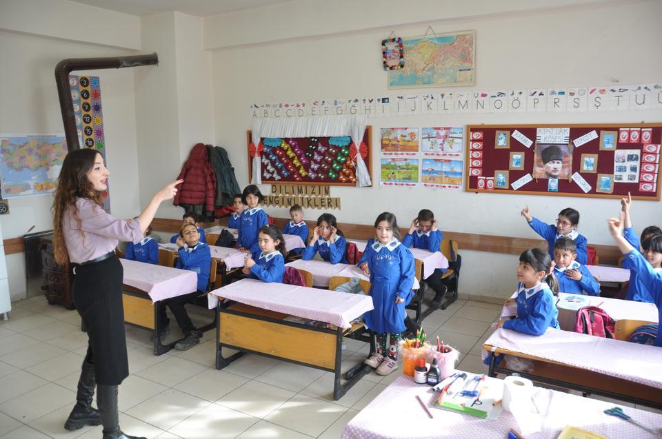 KAHRAMANMARAŞ'TA BİR OKUL MAVİ ÖNLÜĞE GERİ DÖNDÜ KAHRAMANMARAŞ'IN AFŞİN İLÇESİNDE EŞE VE YUSUF GÜLKAYNAK İLKÖĞRETİM OKULU MAVİ ÖNLÜK UYGULAMASINA GERİ DÖNDÜ