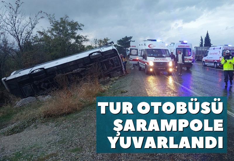 Tur otobüsü şarampole yuvarlandı