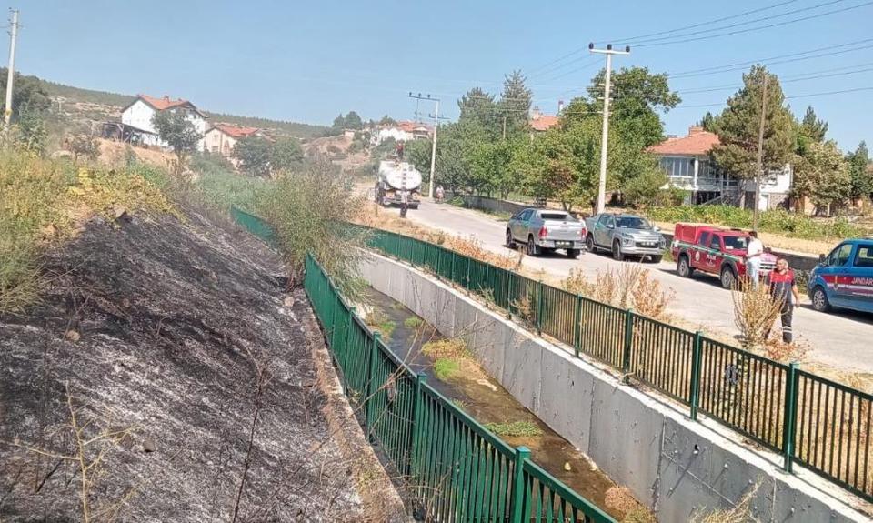 Tarlada başlayan yangın rüzgarın etkisiyle seraya sıçradı