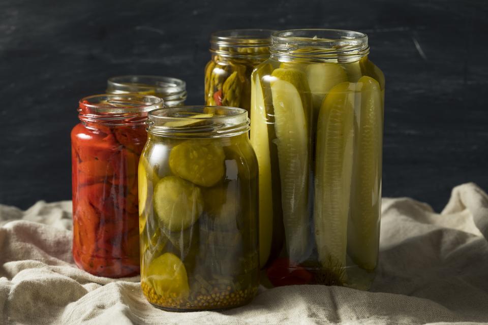 Homemade Pickled Vegetables in Jars Ready to Eat