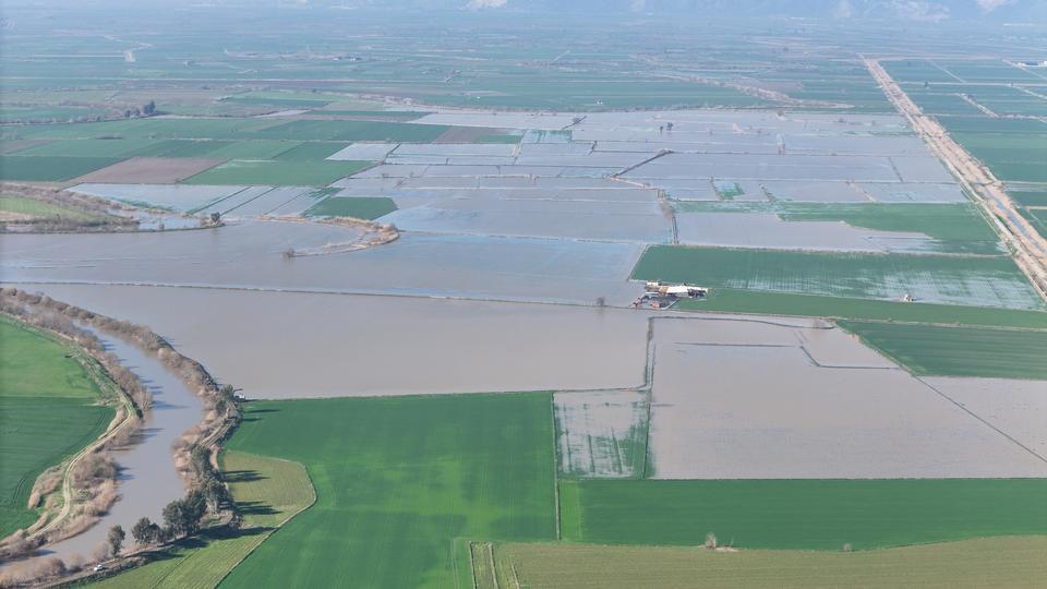 Menderes Nehri taştı, yüzlerce dönüm sular altında kaldı